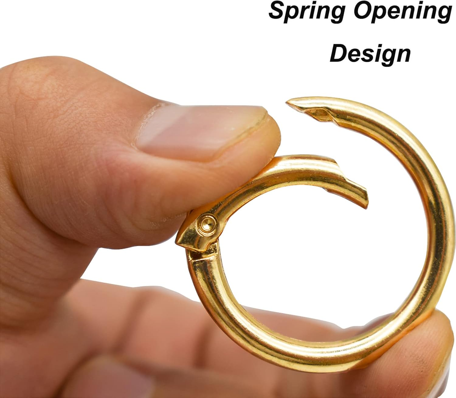 Maydahui 20PCS Spring O Ring Zinc Alloy Spring Clip 4 Size (0.8, 0.98, 1.1, 1.3Inch) Gold round Carabiner Snap Hook Key Ring Circle Trigger Rings Multi-Purpose for Handbag Purse Dog Leashes image number 3