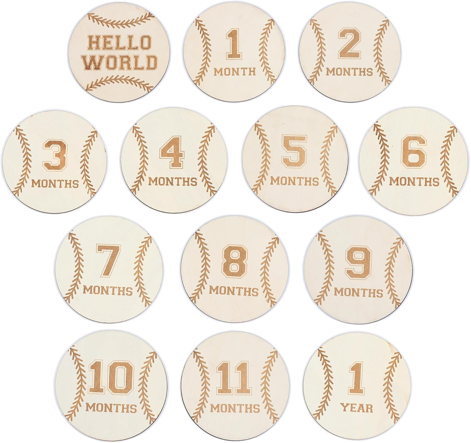 Baby Monthly Milestone Cards - Wooden Monthly Milestone Discs - Newborn Photography Props to Document Your Baby&acute;S Growth - Baby Announcement Sign (Air Balloon), BMM01