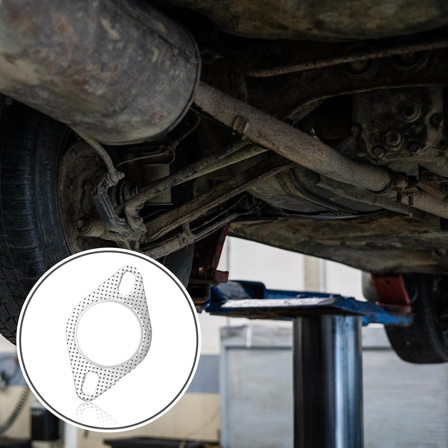 3Pcs High Temp Exhaust Gasket, 2.5" 2-Bolt Muffler Gasket Exhaust Flange Gasket Replacement OEM#120-06310-0002 Heavy Duty Muffler Manifold Gasket Sealer for Car Header down Dump Pipe image number 3