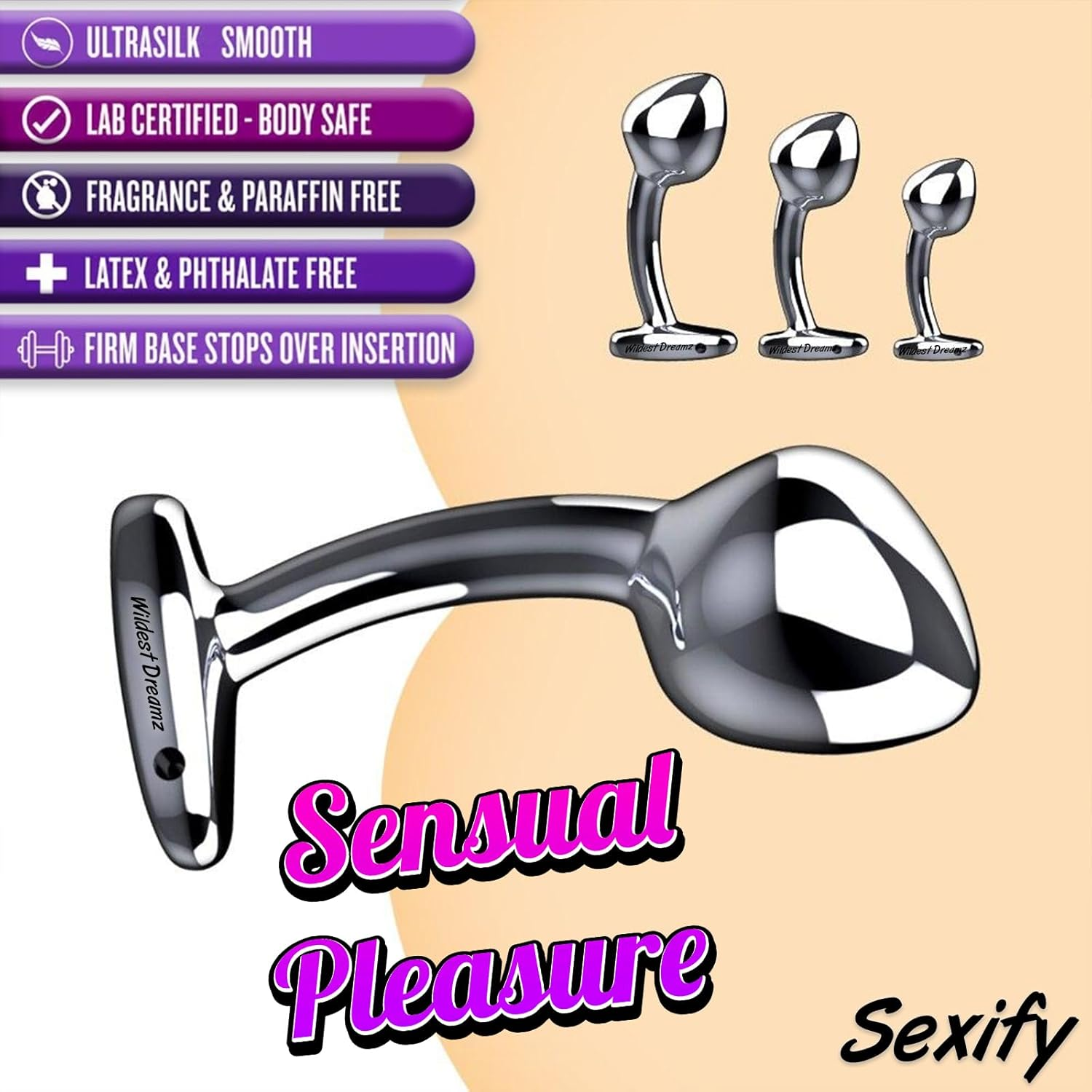 Metal Anal Plug Trainer Anal Butt Plugs Beginners Starter Set for Women and Men Anal Dildo Beads Plugs Trainer Stainless Steel 3 Pack Set Adult Sex Toy image number 5