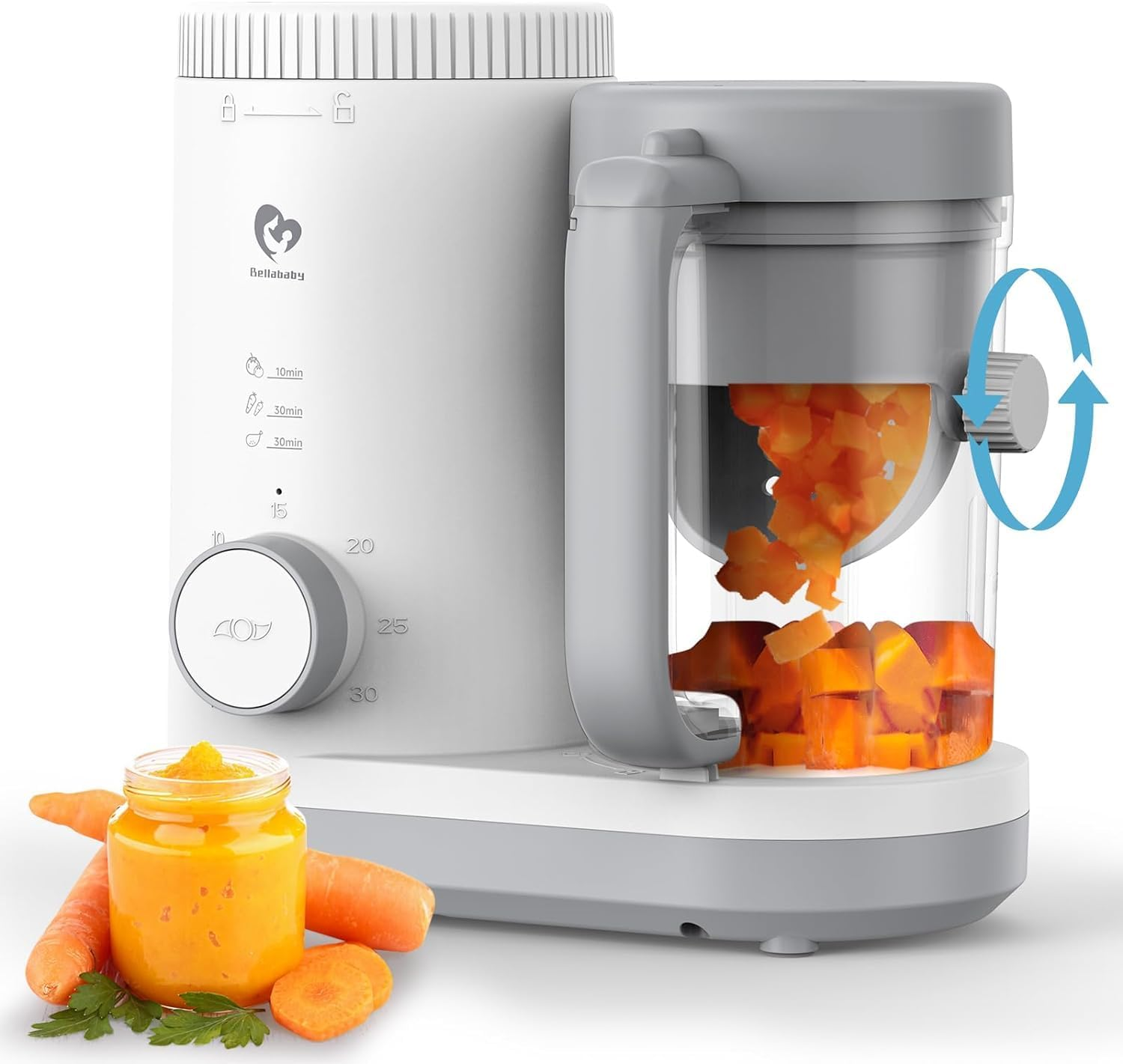 Baby Food Maker Bellababy Baby Food Processor, Puree Blender Steamer with Reversible Steam Basket, One Button Easy Operation & Large Opening for Easy Cleaning image number 2