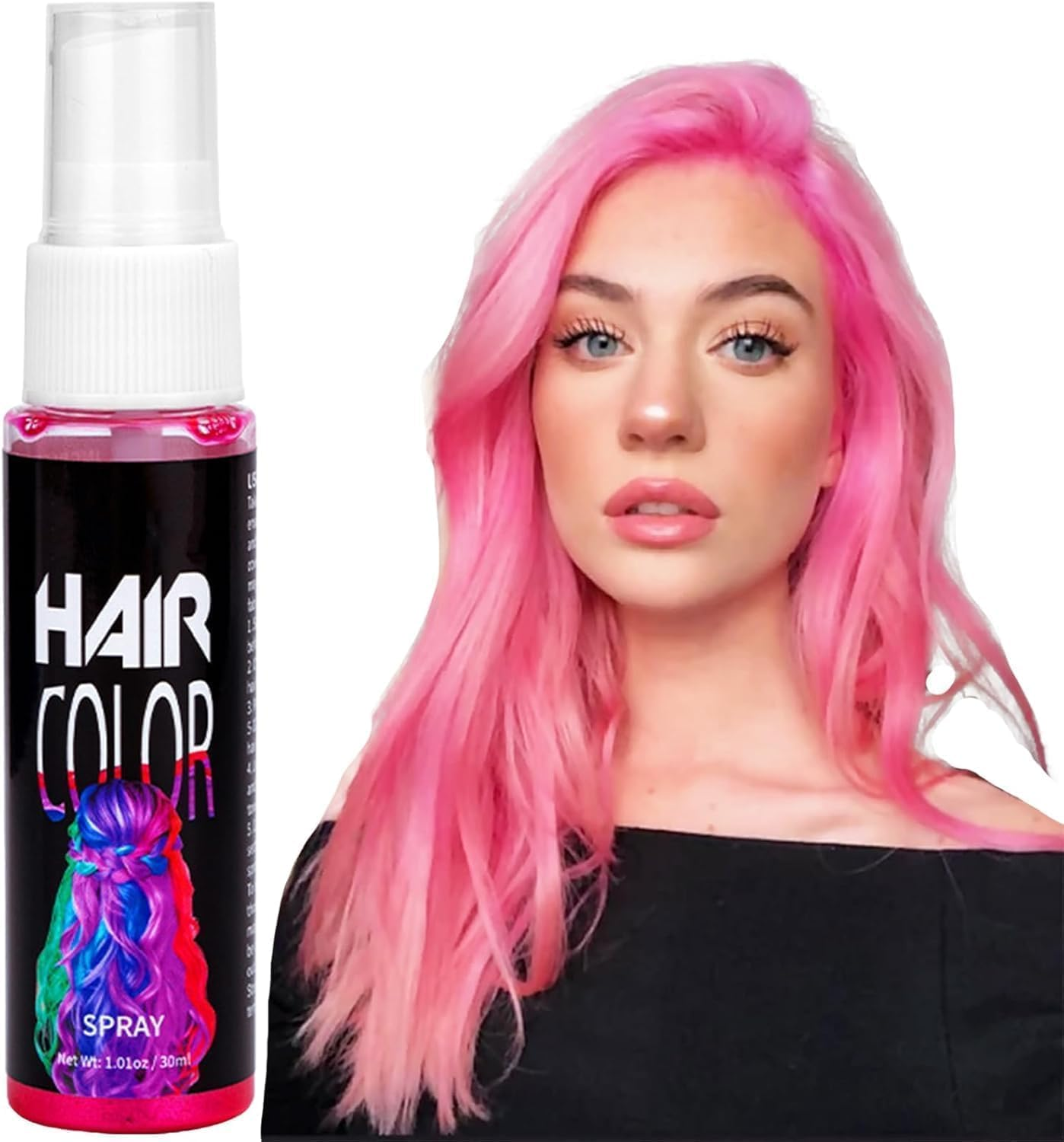 Temporary Hair Colour - Hair Dye Spray - Washable One Time Temporary Hair Dye - Coloured Hair Spray Fast Dyeing - Suitable for Party Cosplay Christmas Hollowen (Pink) - Gold image number 5