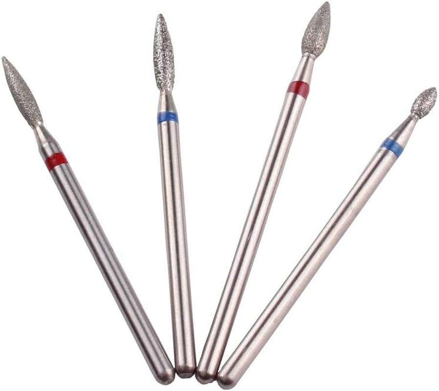 MZCMSL Flame Cuticle Drill Bit for Russian Manicure,Safety Diamond Nail Drill Bit,3/32 Electric Cuticle Remover Bit(4Pcs) image number 1