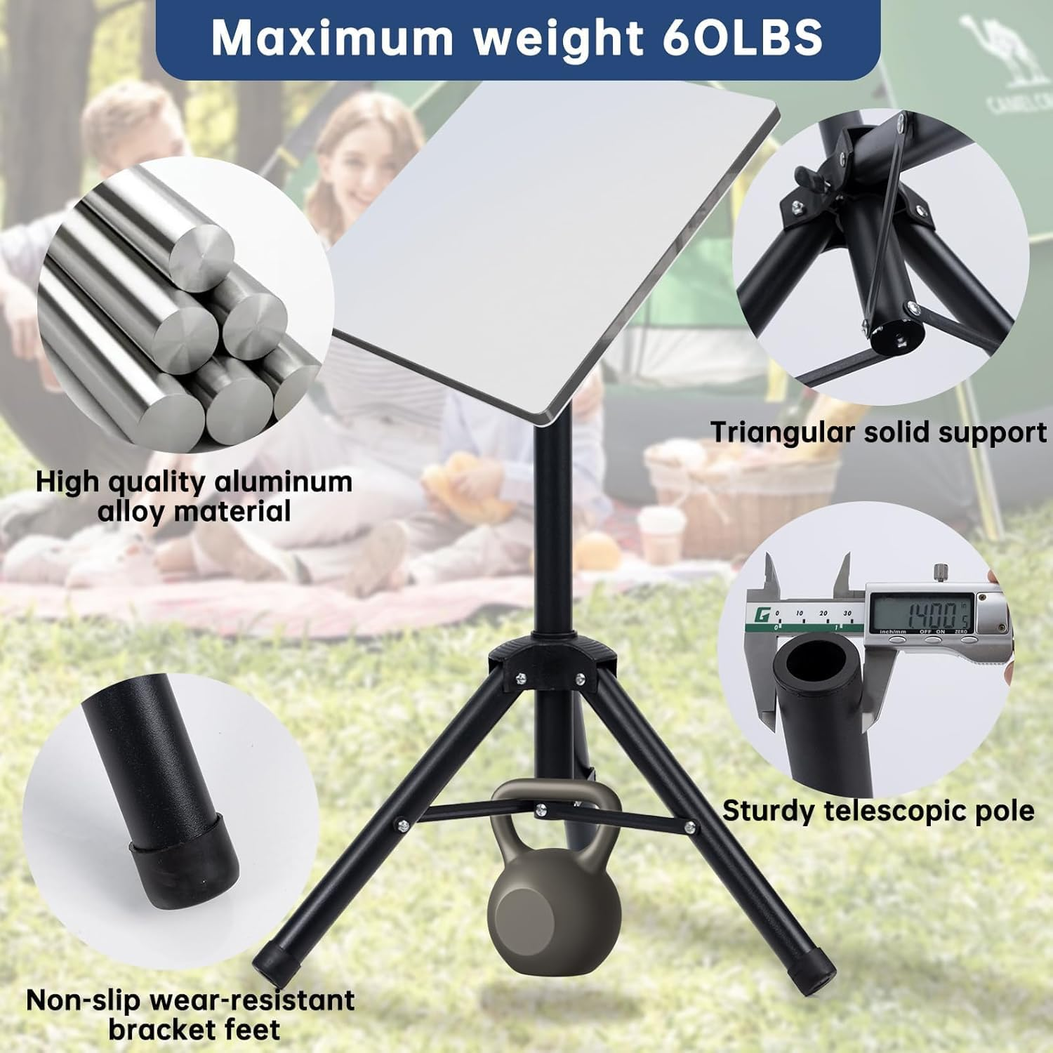 Starlink Gen 3/Starlink Mini Tripod with Tubular Adapter, Outdoor Portable Starlink Mounting Kit, Foldable Satellite Mounting Tripod for Camping and RV Travel. image number 5