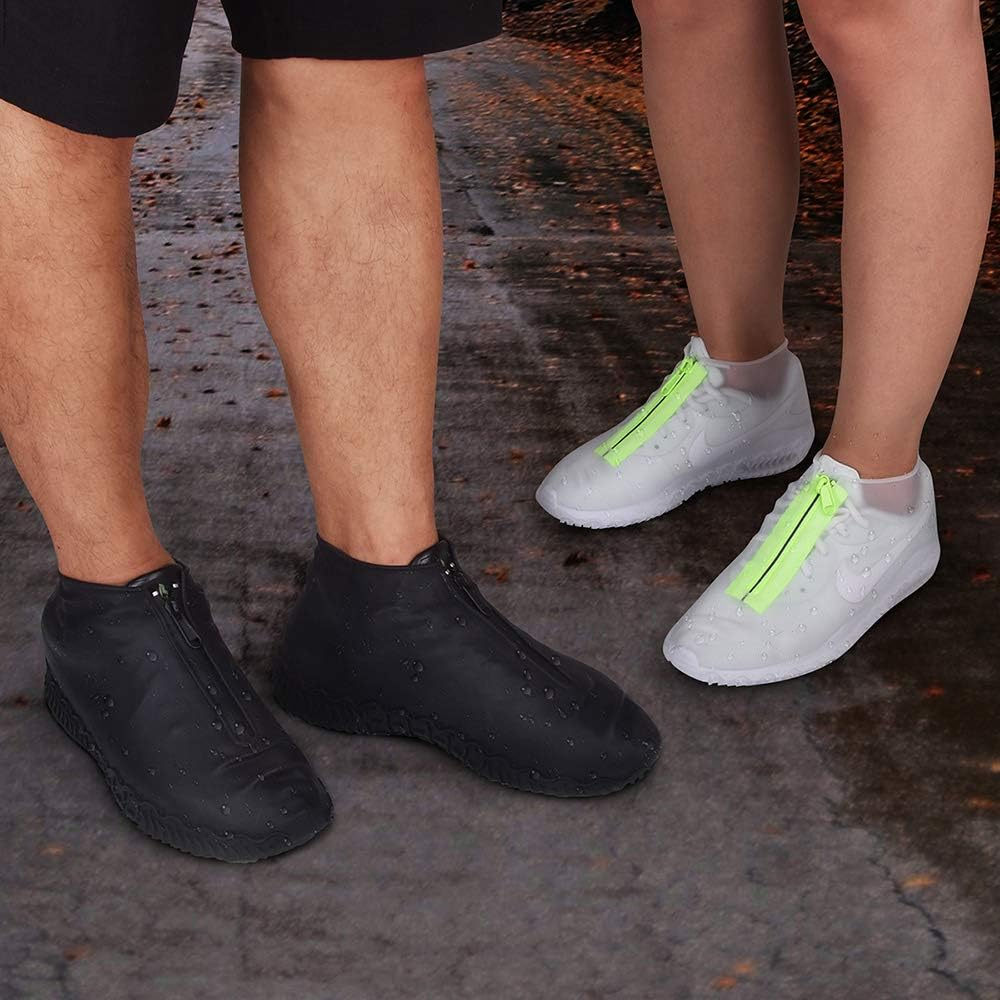 Silicone Waterproof Shoe Covers, Upgrade Reusable Overshoes with Zipper, Resistant Rain Boots Non-Slip Washable Protection for Women, Men (XL (Women 10-13.5, Men 11.5-14), White) image number 2