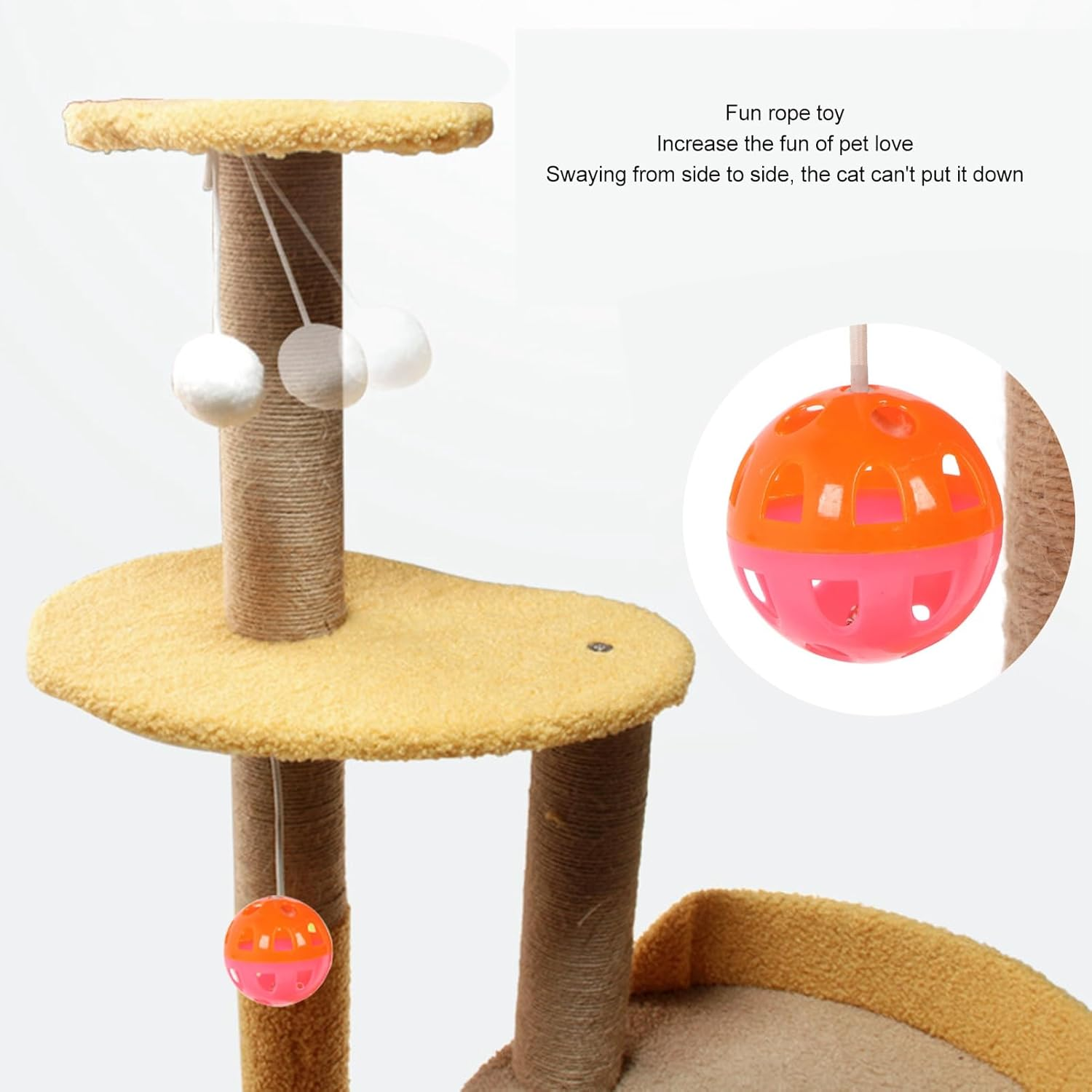 Cat Tree, Fun Innocative Large Space Multi Level Cat Tower with Sisal Cat Scratch Post Rope Toy for Cats Kittens, Scratch Resistant Sisal Post image number 2