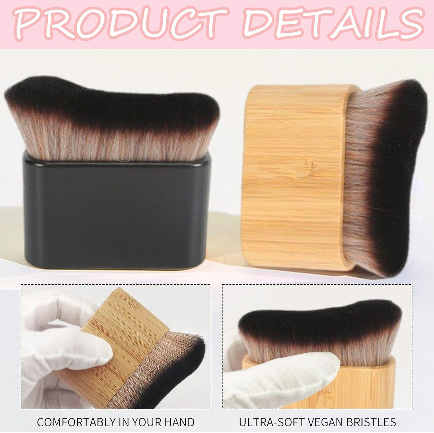 Pack of 2 Black Beauty Brushes for Soft Hair, 1 Piece Foundation Brush, Lotion Brush, Portable Face Tanning Brush, Beauty Tools for Girls, Suitable for Body and Legs image number 2