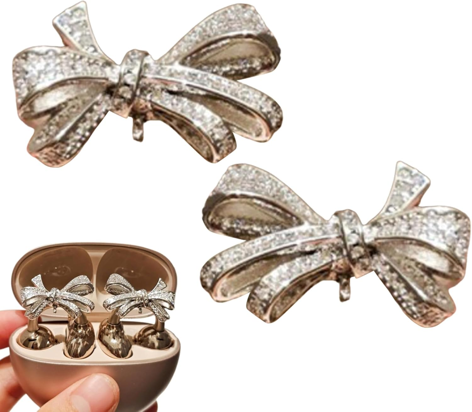 Erconsso Open Ear Buds Rhinestone - Clip on Headphone Decoration Rhinestone Bow-Shaped - Fashionable Open-Ear Headset Decoration Accessories for Daughter Girlfriend Wife Sister image number 5