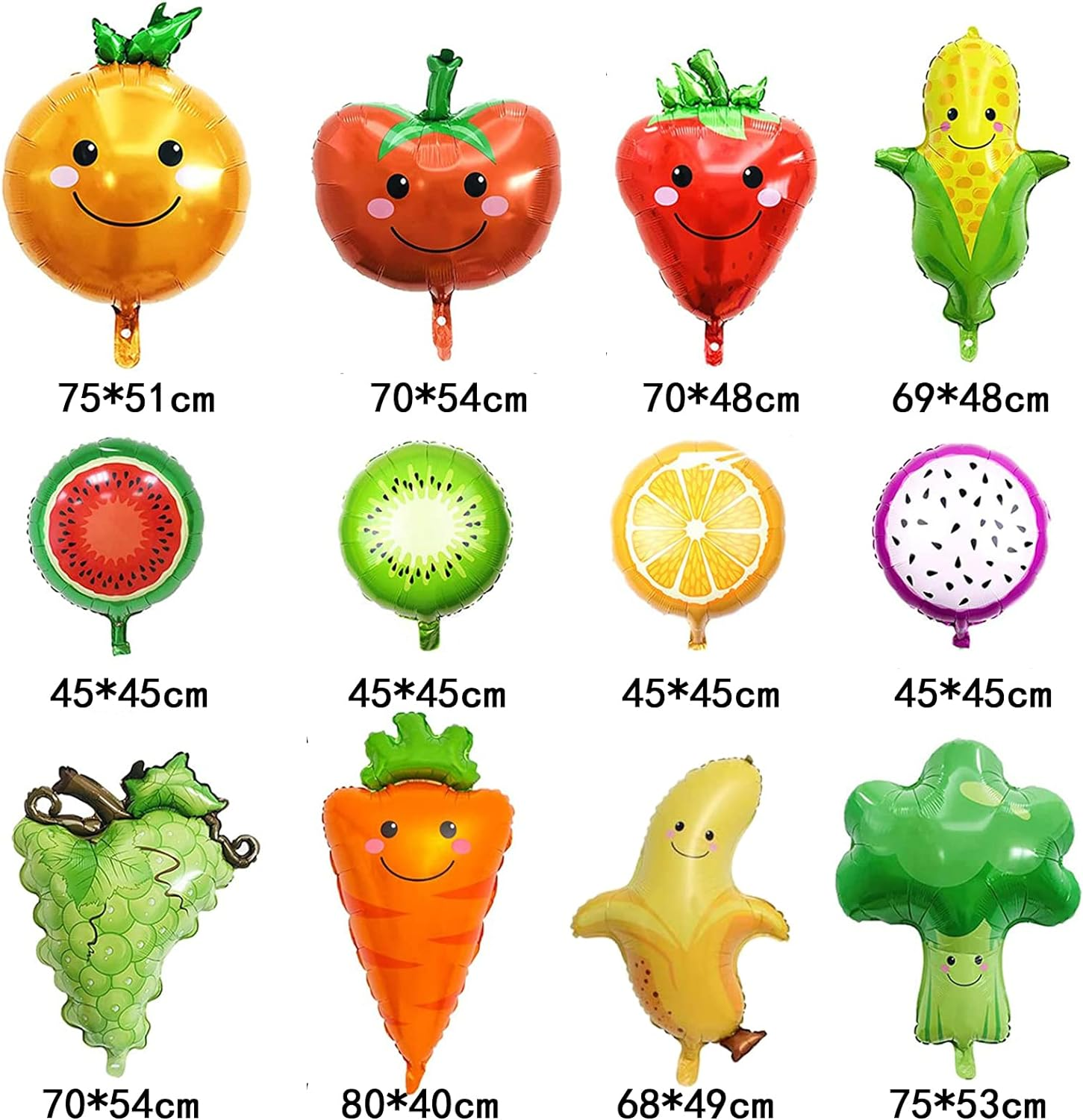 Yamibobo 12 PCS Multicolored Fruit & Vegetable Foil Balloons for Party Decoration, Birthday, Summer Party, Engagement, Christmas, New Year, Anniversary, Unisex-Kids, Unisex-Adults image number 4