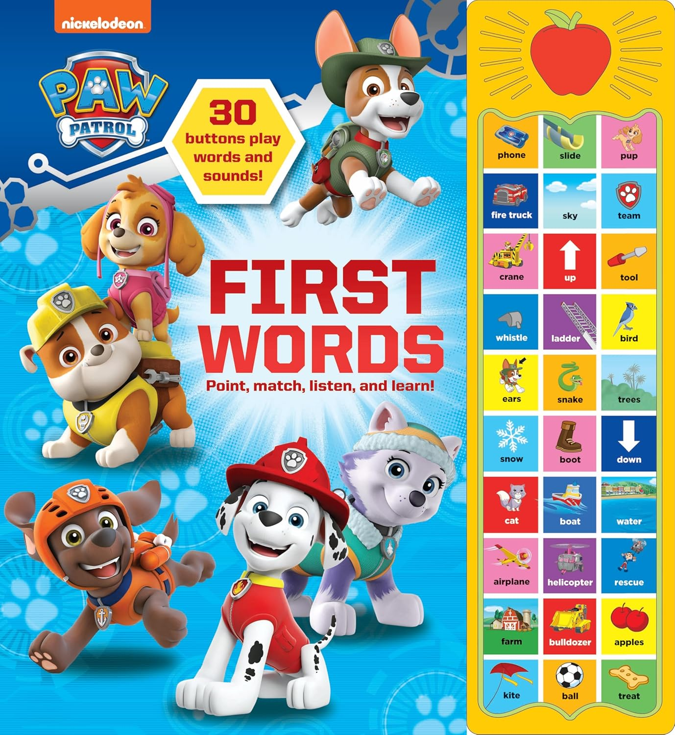 PAW Patrol Chase, Skye, Marshall, and More! First Words 30-Button Sound Book Great for Early Learning PI Kids image number 5