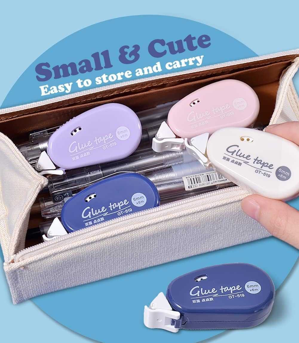 LEFAFA 4 Pack Double Sided Tape Roller, Scrapbook Journaling School Office Supplies Glue Tape Runner for Crafts, Gift Wrapping and Photo Tapes(6Mmx6M) (Classic) image number 6