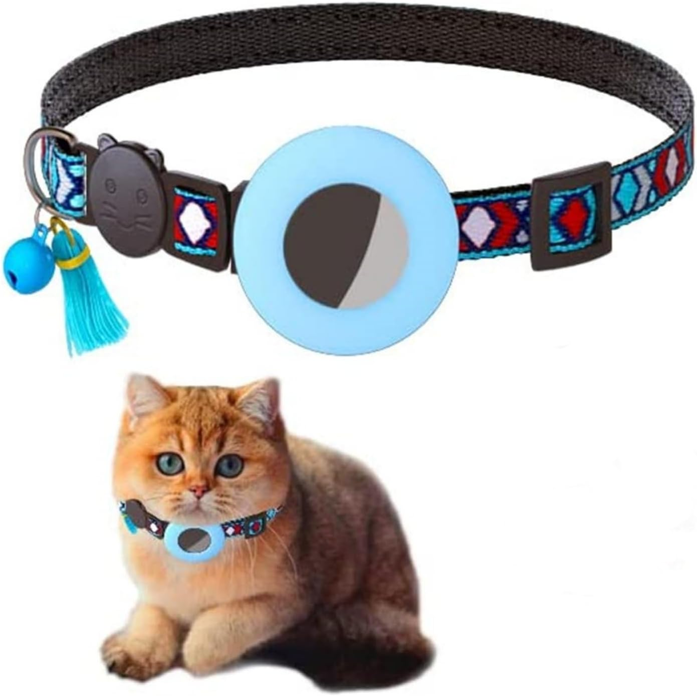 2 Pcs Breakaway Cat Collar with Reflective Nylon Strip and Bell, Cat Collar with Bells, Quick Release Cat Collar Colorful Kitten Collars Safety Buckle, Lightweight Tracker Cat Collars for Cat image number 5