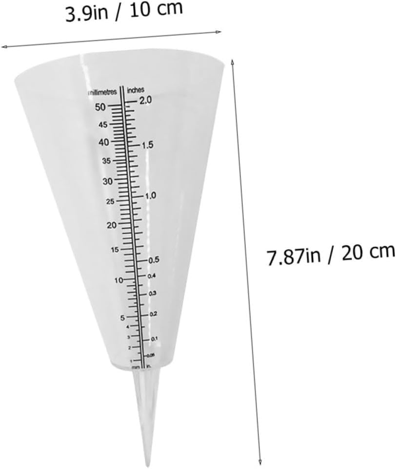 NUOBESTY 2Pcs Transparent Plastic Rainfall Gauge Outdoor Cone Shaped Rain for Garden Lawn Measurement with Scale image number 6