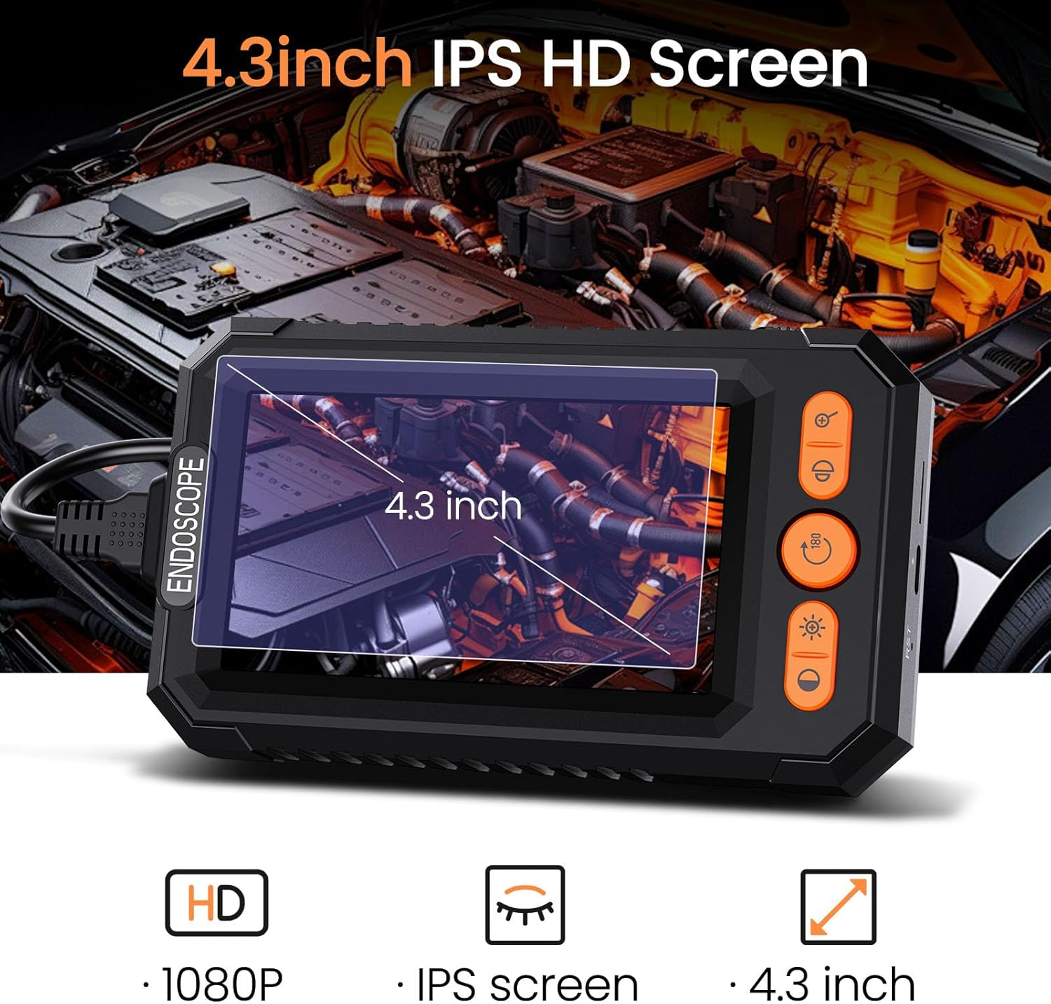 Blueswan Borescope Camera with Light, 1080P Industrial Endoscope Inspection Camera with 8 LED Lights, 16.4Ft Semi-Rigid Cord Bore Scope, IP67 Waterproof Endoscope for Sewer Automotive Engine Inspect image number 6