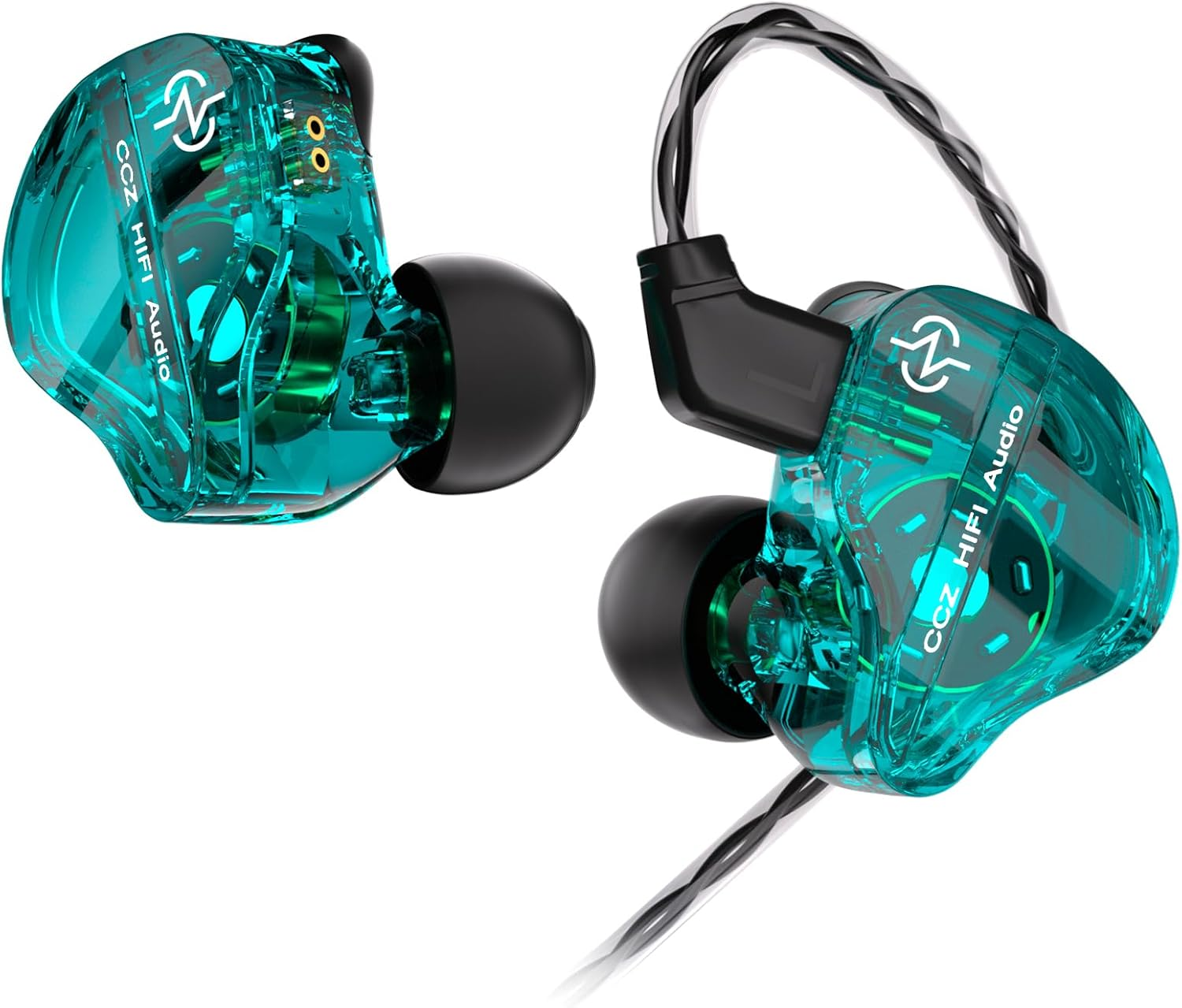 Keephifi CCZ DC01 Pro In-Ear Monitor Headphones, 1DD Bass Hifi IEM Headphones, V-Shape Tuning Wired In-Ear Earphones, Removable 2-Pin Z-OFC Cables for Musicians, Drummers (Green, No Micro) image number 5