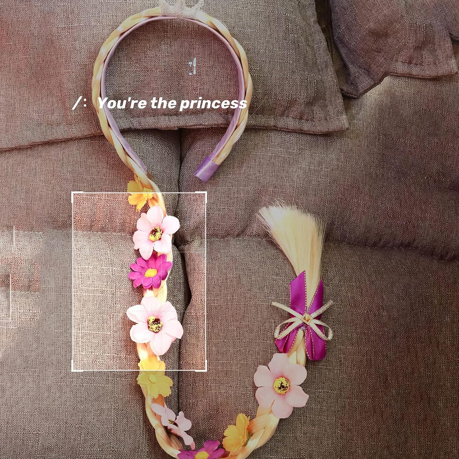 Tatibana Princess Dress up Wigs, Princess Rapunzel Long Braided Wig Headbands with Tiara Flowers Adorn for Girls Costume Accessories, 29 Inch image number 3