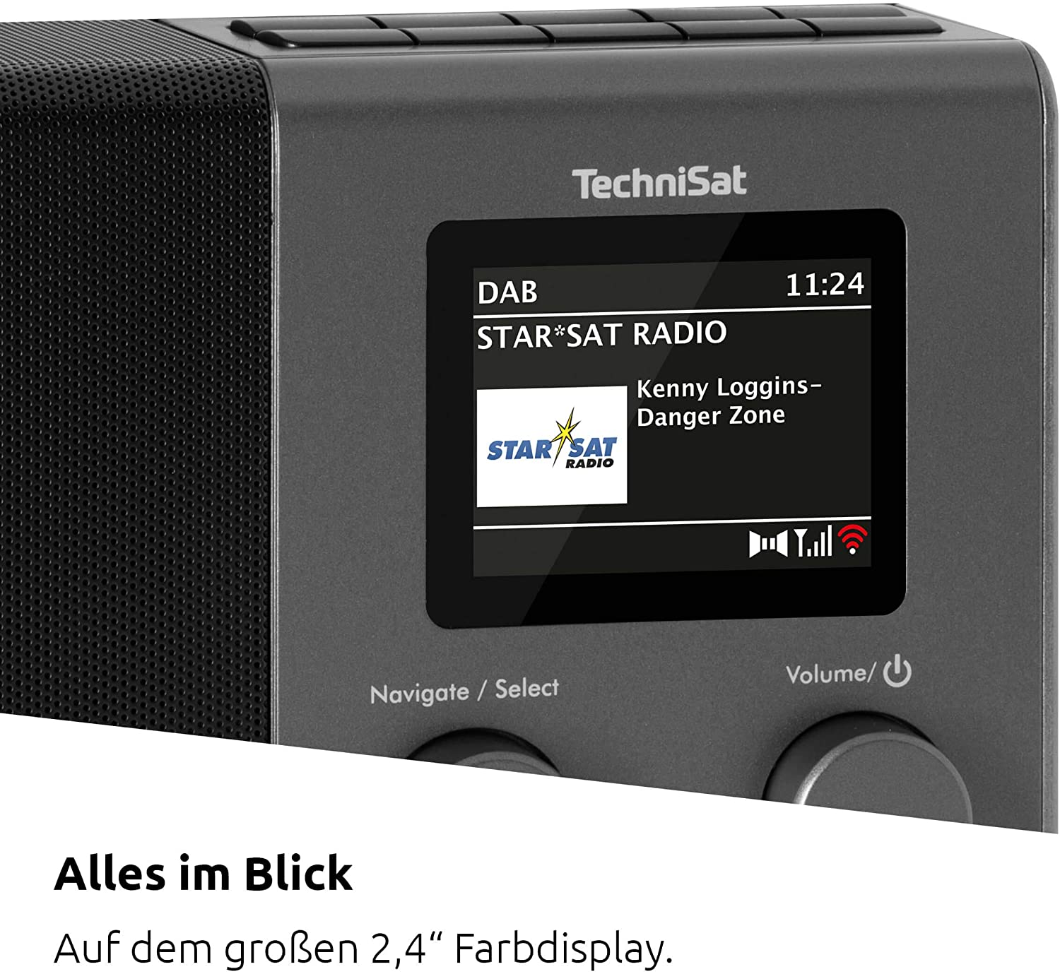 Technisat TECHNIRADIO 4 IR - Compact Internet Radio Design Radio (DAB+, FM, Internet via Wifi, Dimmable Colour Display, Alarm Clock, Equalizer, Program Memory, 3W Mono Speaker) Black/Silver image number 1