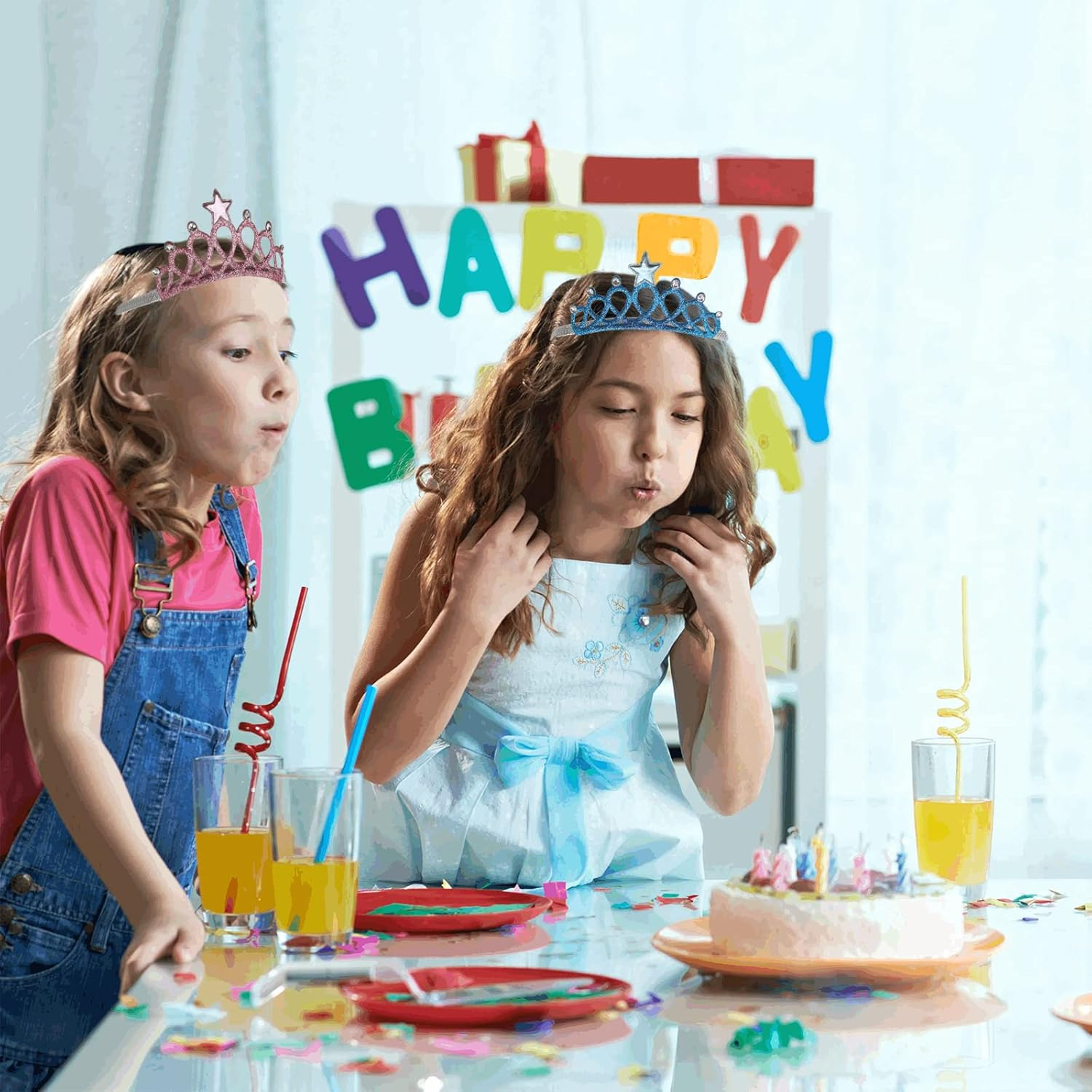 Ysmorla Pack of 6 Girls Princess Tiara Crown, Girls Crown Hair Band Kids Dress-Up Crown, Elastic Hairband Sparkling Crown Headband, Princess Tiara Set for Girls Dress-Up Party Cosplay image number 2