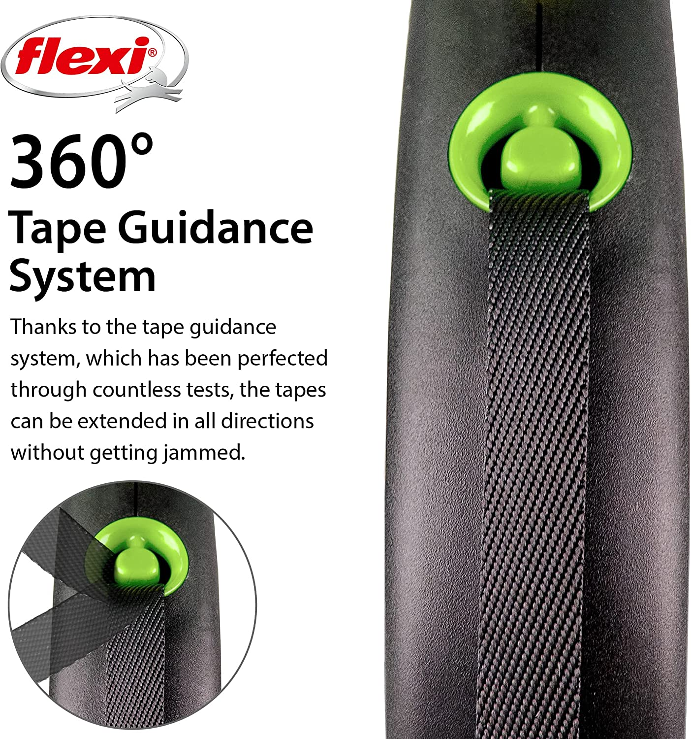 Flexi Black Design Retractable Lead Tape Medium Black/Green 5M image number 5