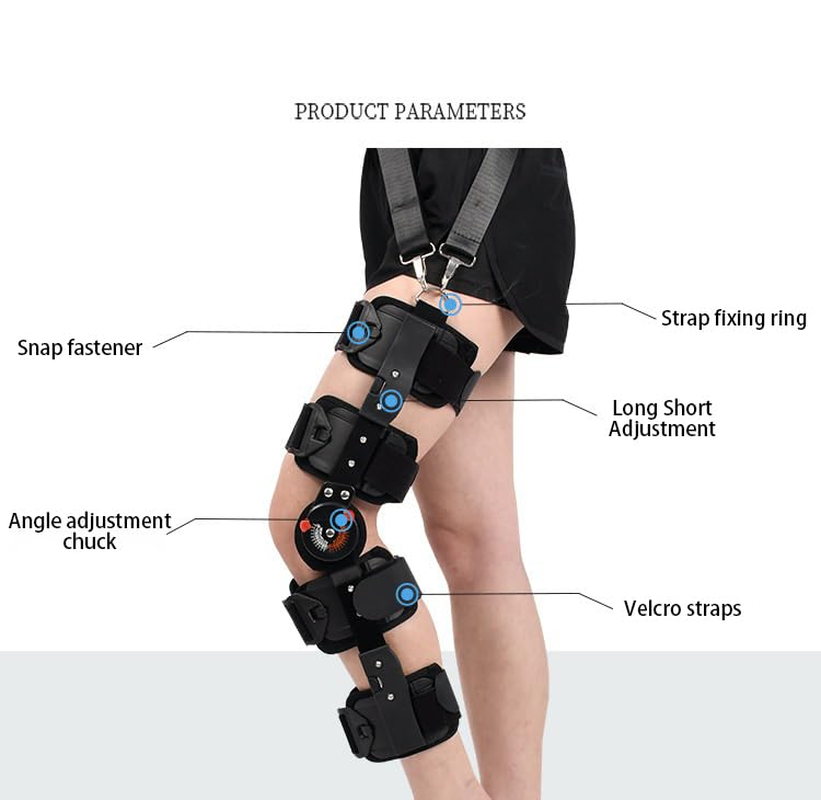 Hinged Knee Brace Rom, Knee Support for Torn Acl, Meniscus Tear, Pcl, Surgery Recovery, Adjustable Post Op Knee Immobilizer, Leg Stabilizer for Man and Women (Black, One Size) image number 3