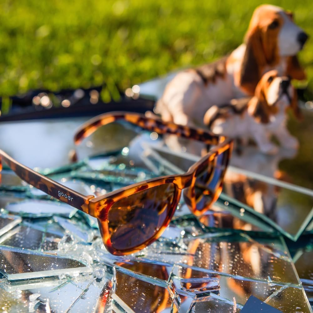 Goodr Bosley'S Basset Hound Dreams Polarized Sunglasses, Medium Sized (OG), Brown Translucent Frames with Brown Non-Reflective Glare Reducing Lenses, UV400 Protection, No Slip, No Bounce image number 4