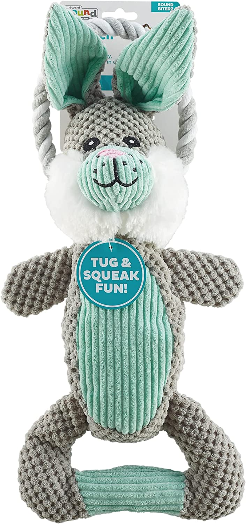 Charming Pet Scrunch Bunch Plush Dog Toy - Interactive Soft Cuddly Animal - Tough and Durable Squeaky Tug Toy, Bunny image number 3