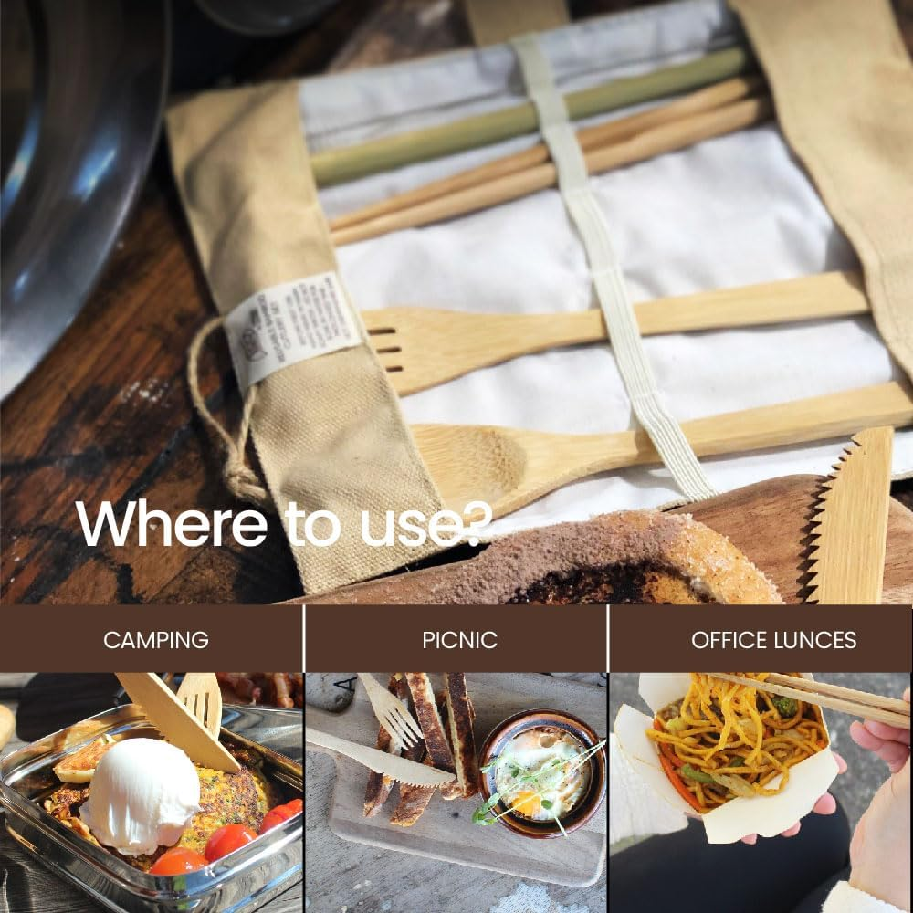 White Magic Eco Basics Reusable Bamboo Cutlery Set image number 1