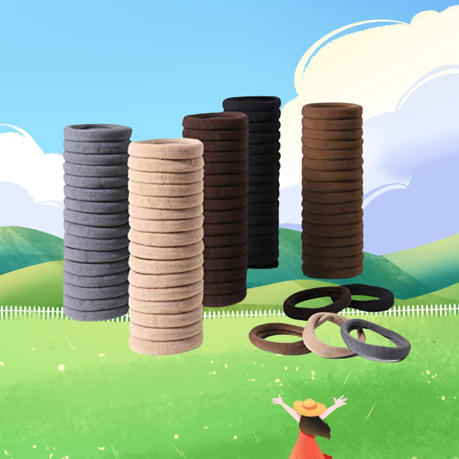 100 Pcs Hair Ties for Women and Men, Hair Ties, Hair Elastics for Women, Hair Bands (Coffee Color) image number 6