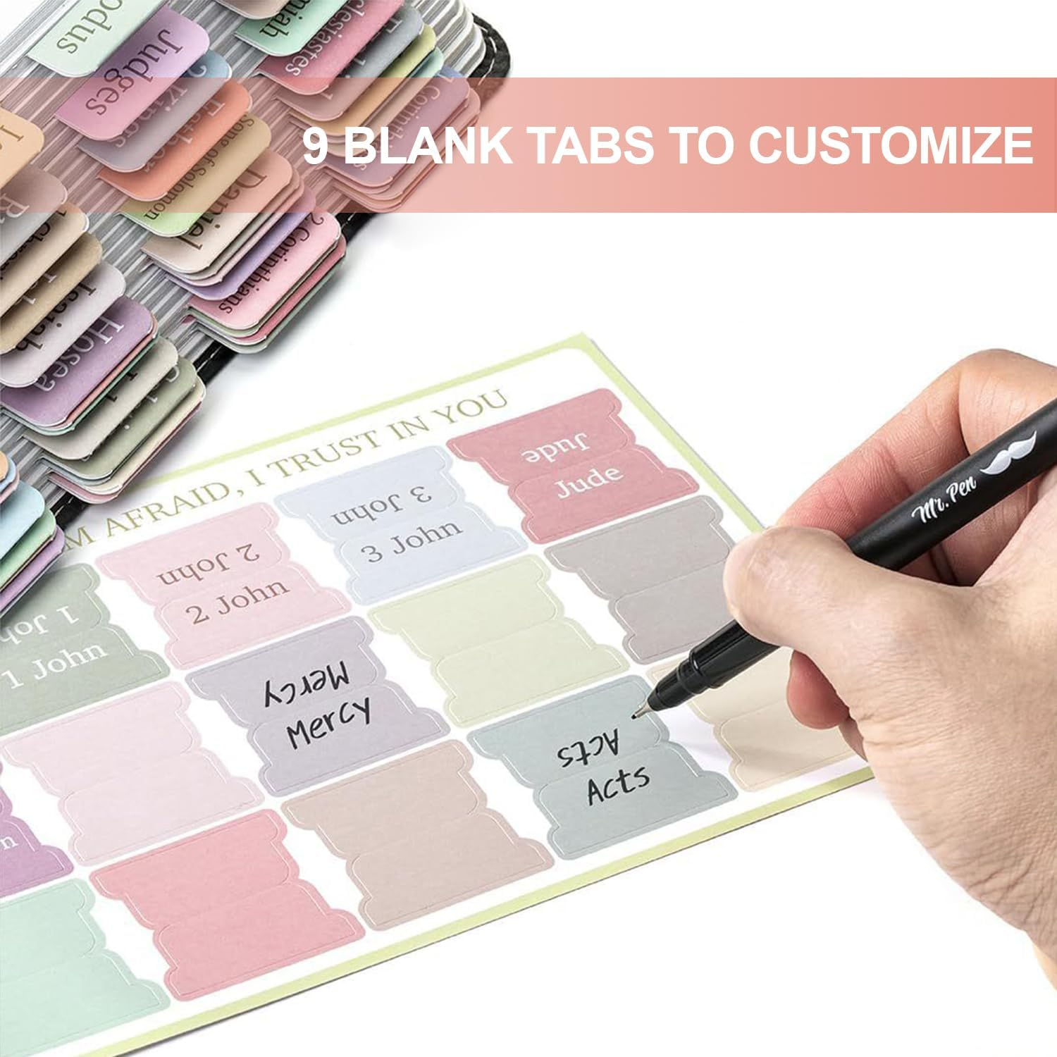 Boho Theme Laminated Bible Tabs, 75 Tabs for Women and Men, Bible Tabs for Study Bible, Bible Index Tabs, Bible Book Tabs, Bible Labels Tabs, Bible Tabs (Morandi) image number 3