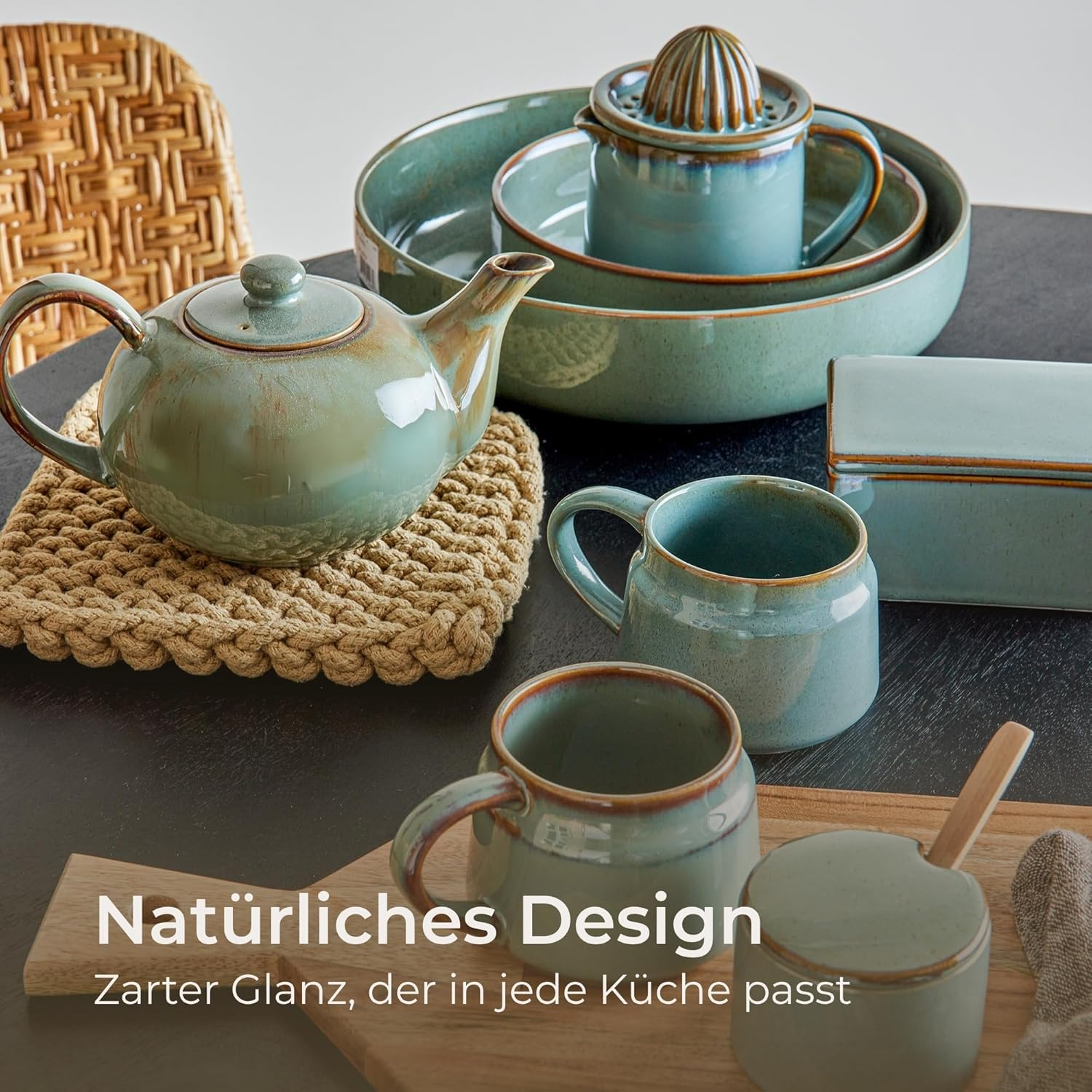 Bloomingville Pixie Butter Dish Green Ceramic image number 2