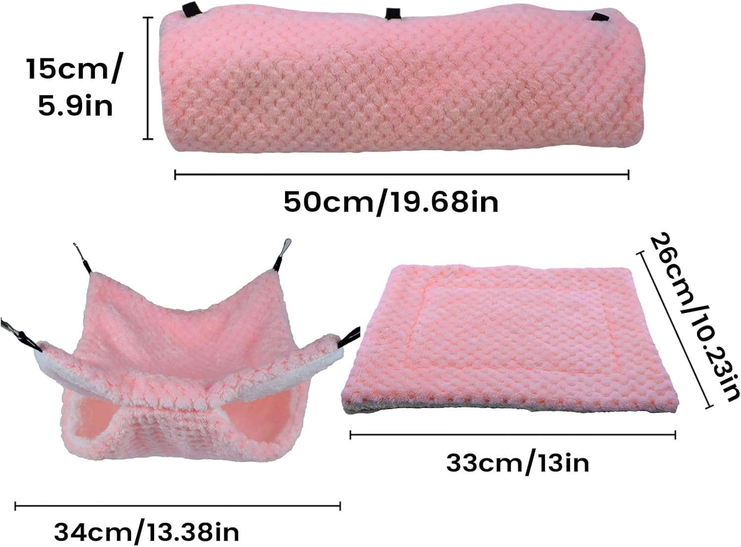 Small Pet Cage Accessory Set - Hammock, Tunnel, Mat, Hanging Guinea Pig Bed, Small Animals Tunnel Toy, for Sugar Glider Ferret Cage Sleeping Resting Hiding Playing Climbing Winter image number 4