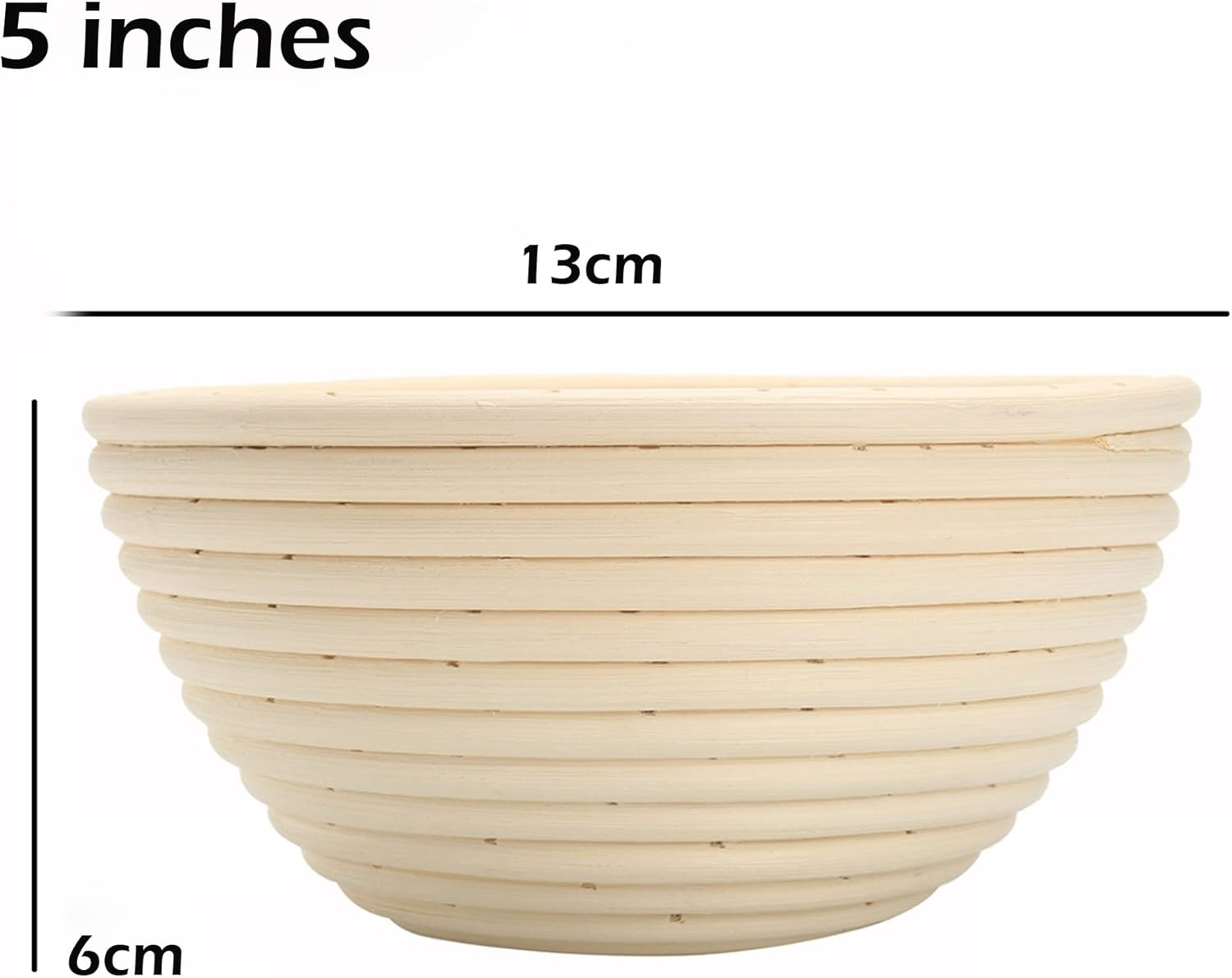 2Pcs 5" Banneton Proofing Basket round Bread Brotform with Liner Eco-Friendly Natural Rattan for Professional & Home Bakers image number 2