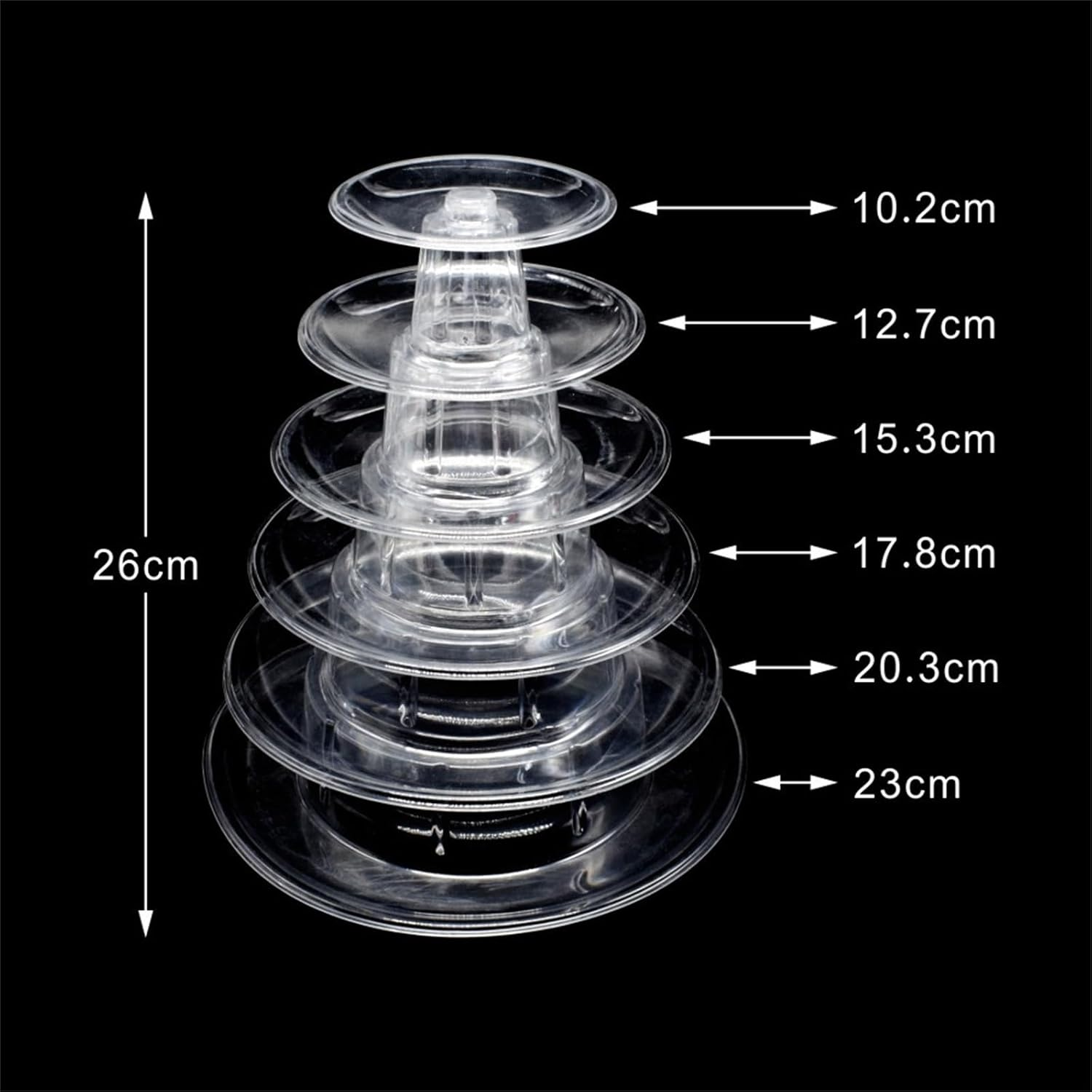 XUNQUCOM 6 Tier Plastic round Cake Stand Macaron Tower, Cupcake Dessert Display Stand Pastry Food Display for Wedding Baby Shower Birthday Decor image number 1
