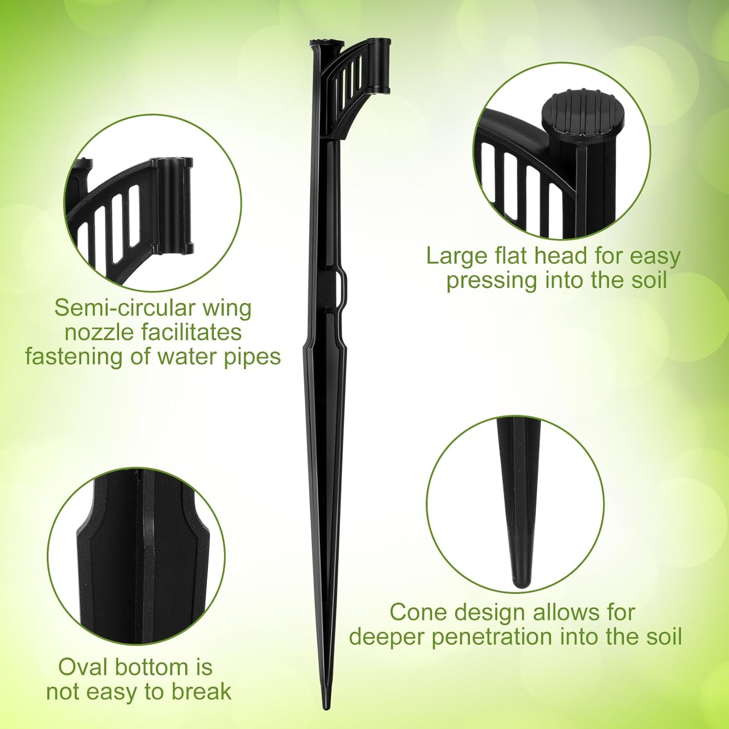 100 Pcs 12.8" Irrigation Drip Support Stakes 1/4 Inch Tubing Hose Holder Adjustable Riser Drip Lines Ground Stakes for Micro Sprinkler Gardens Irrigation Supplies image number 6