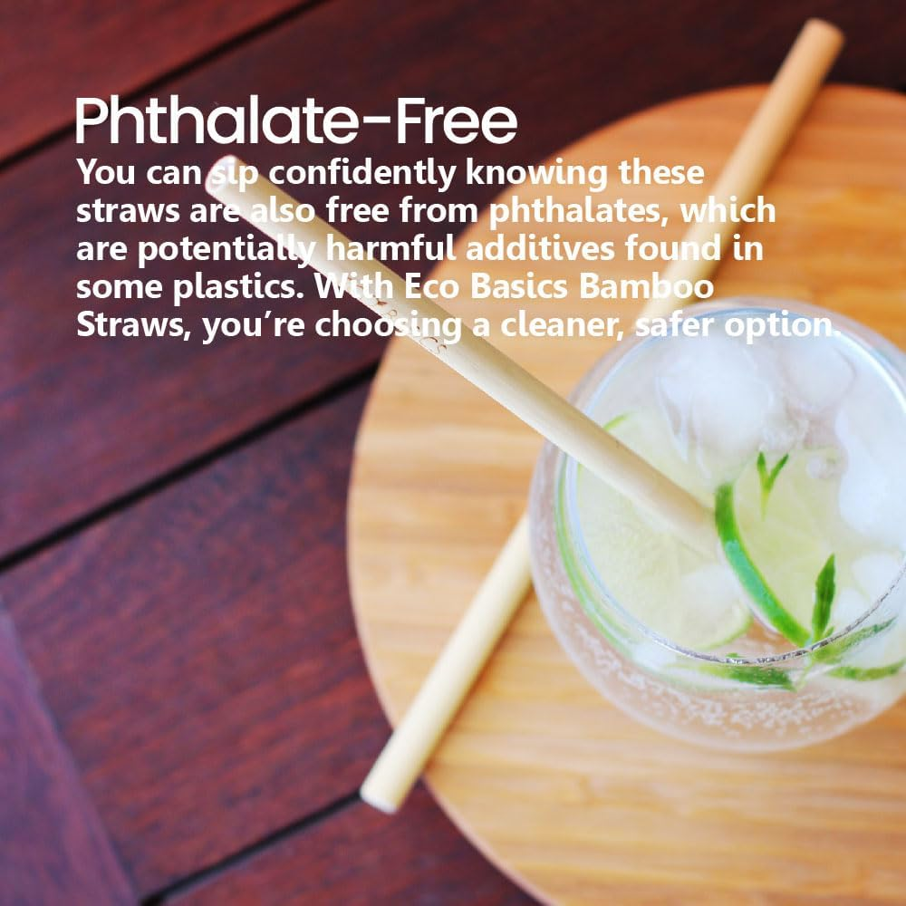 Eco Basics White Magic Reusable Bamboo Straws with Cleaner 4-Packs image number 4