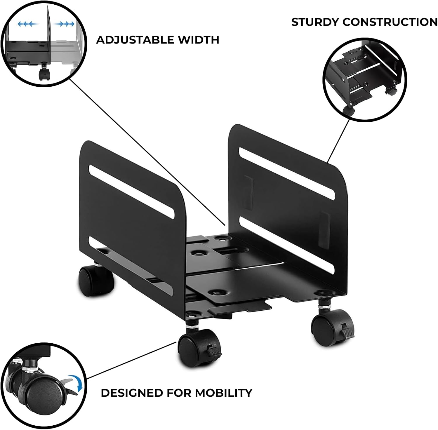 Mobile Computer Tower Rolling Stand PC CPU Case Wheels Holder Cart Desktop ATX Adjustable Caster ACA-CPB-4 image number 4