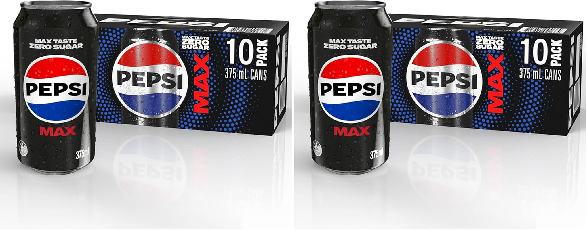 Pepsi Max Zero Sugar Soft Drink Can, 10 X 375Ml (Pack of 2) image number 1