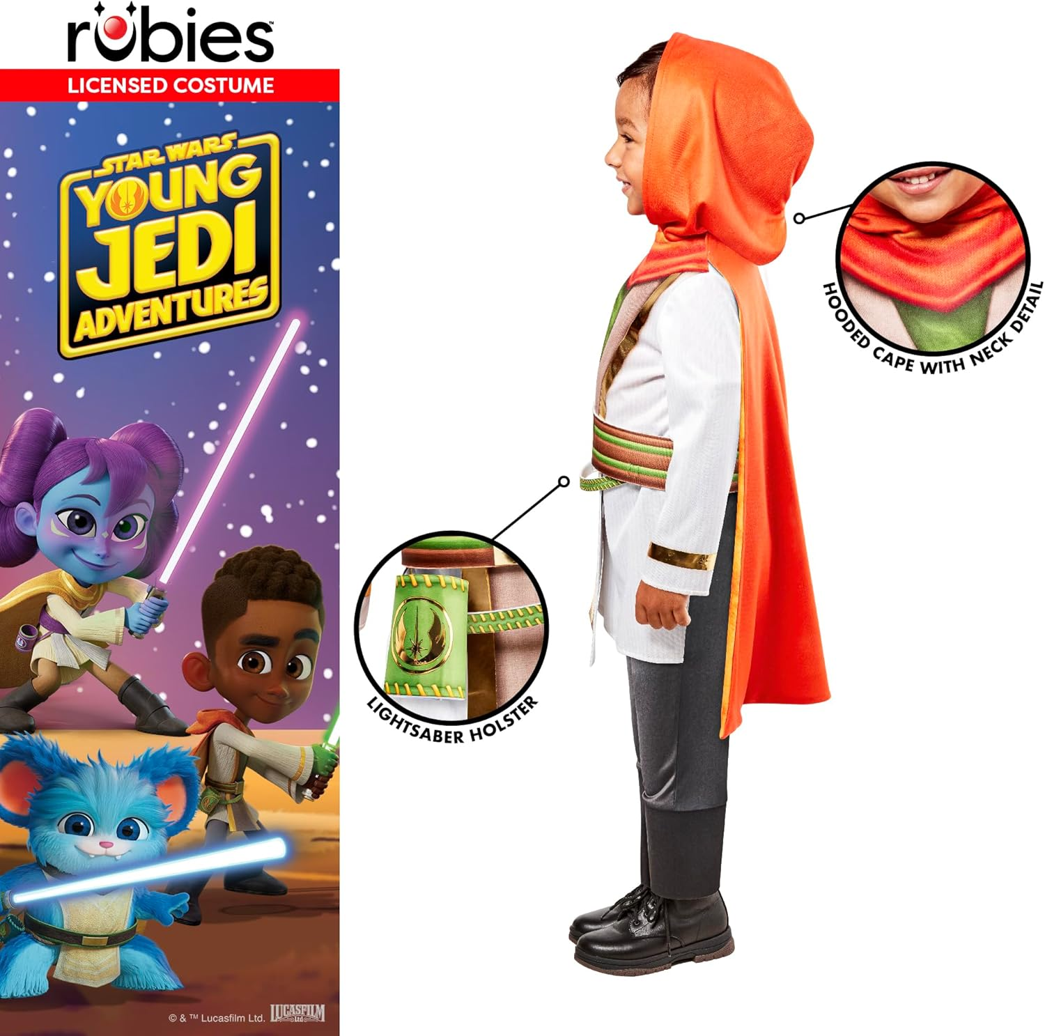 Kai Brightstar Deluxe Costume for Toddlers & Kids - Star Wars Young Jedi Adventures - Small (3-5 Yrs) image number 1