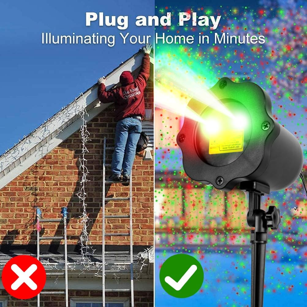 Christmas Projector Lights,Outdoor LED Christmas Lights with 16 Christmas Patterns with Remote Control,Waterproof Snow Projector Suitable for Xmas Birthday Party,Holidays,Decorative Lights image number 1