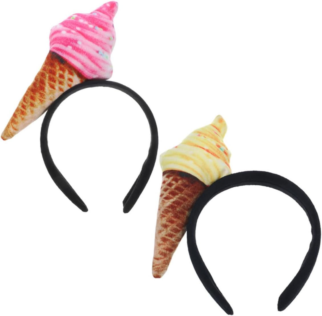 Hohopeti 2Pcs Plush Ice Cream Headbands for Women Funny Hair Accessories for Festivals and Parties Secure Fit Gentle Hair Reliable Hold for Makeup and Spa Activities image number 2