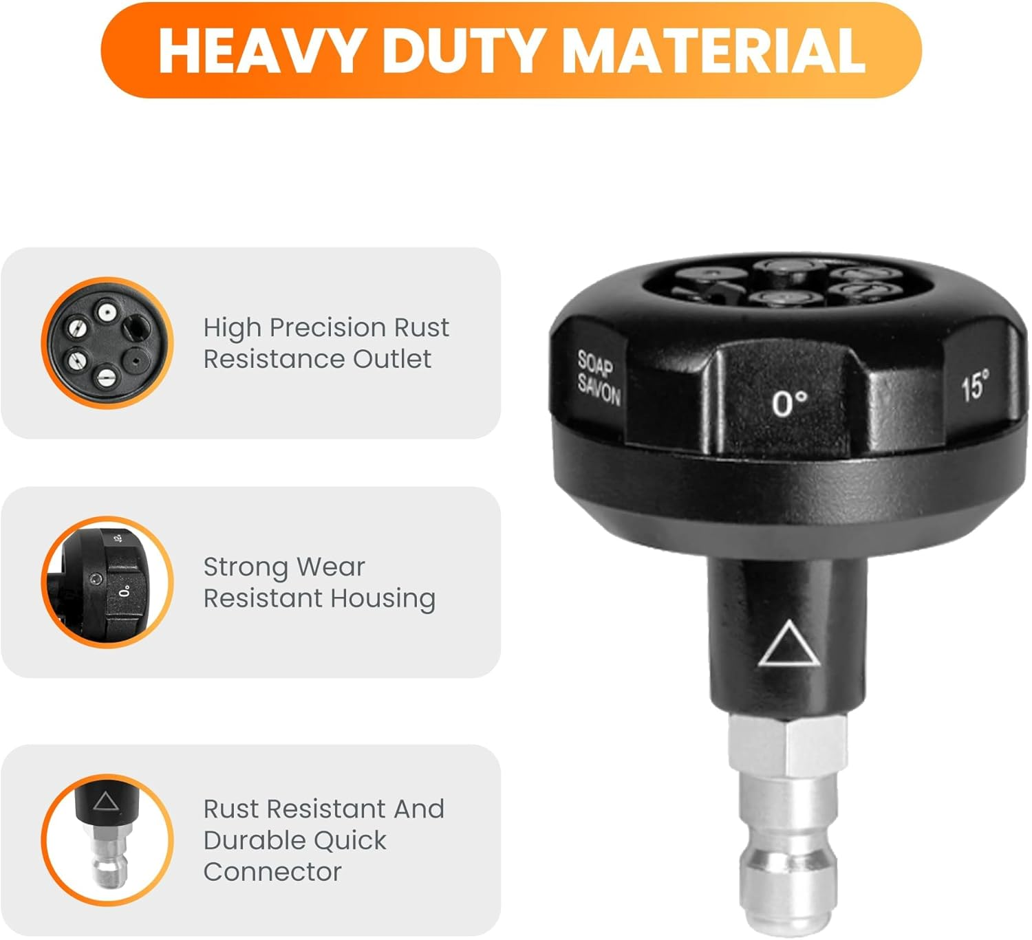 Giraffe Tools Adjustable 6-In-1 Pressure Washer Nozzle, Max 4000 PSI with 1/4" Quick Connect image number 3