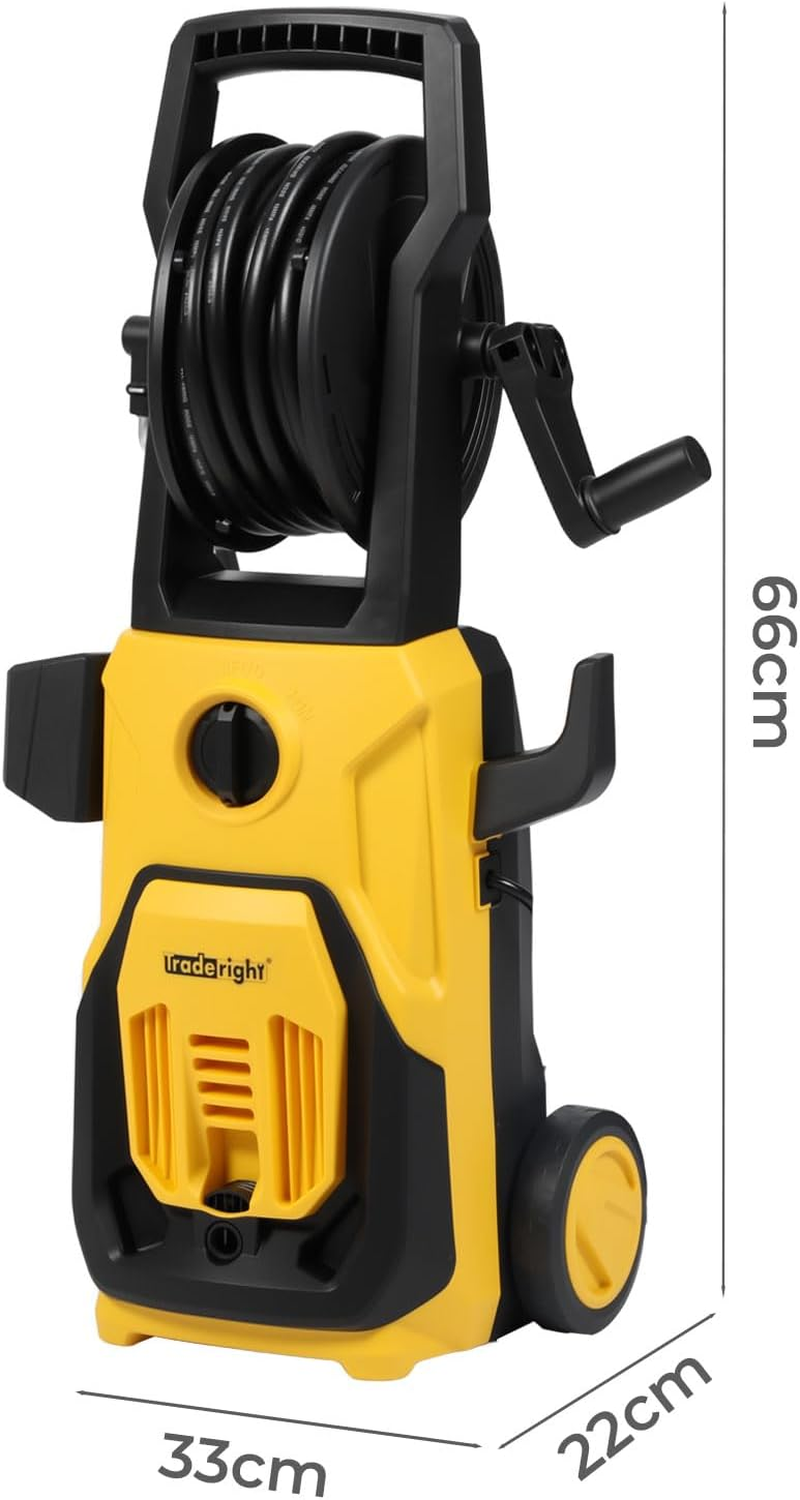 Traderight 1800W Electric Pressure Washer, 135 Bar High Pressure Cleaner with Hose Reel, Adjustable Nozzle & Foam Tank, Jet Blaster for Car, Driveway, Patio & Garden Cleaning image number 1