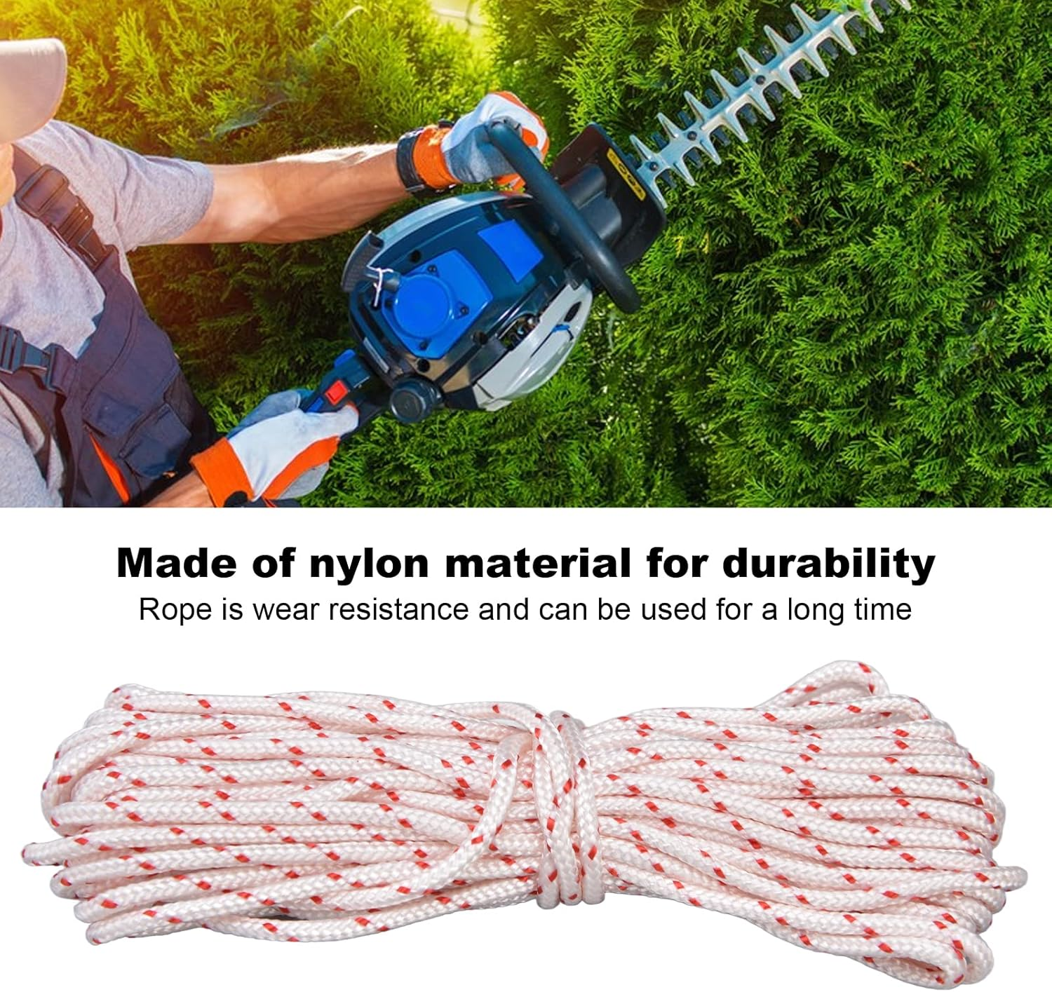 Lawn Mower Nylon Rope, Chain Saw Pull Cord Recoil Starter String Rope Replacement Edger Brush Cutter Engine Parts Cord Recoil for String Trimmer Edger Craftsmans 10 Meter(4.5Mm) image number 6
