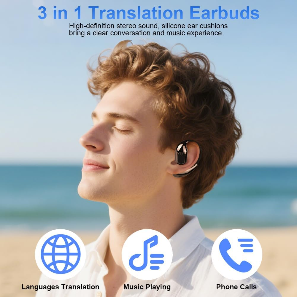 AOOSU XG99 AI Translation Earbuds, Real Time, Open Ear, Bluetooth 5.4, 144 Languages, 25 Hours Playtime, Perfect for Travel & Business image number 3