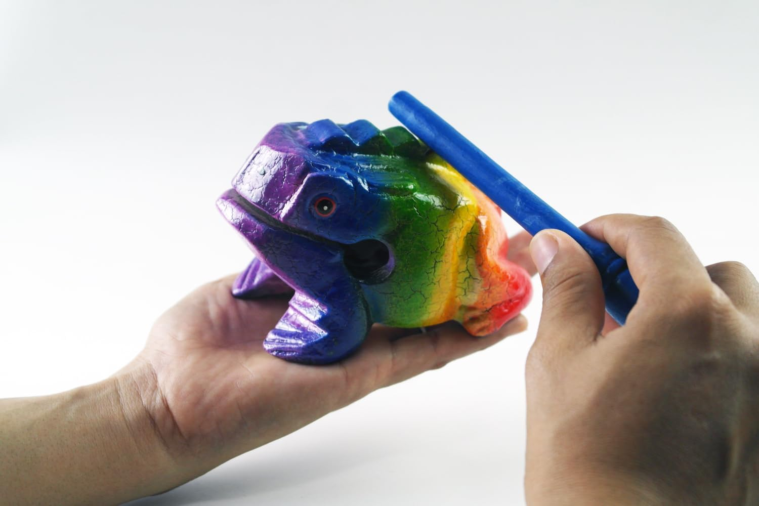 Frog Guiro 4 Inches Wood Block Musical Instrument Percussion Musical Instrument Perfect Size Natural Wood G&uuml;iro Frog (Rainbow) - Green image number 2