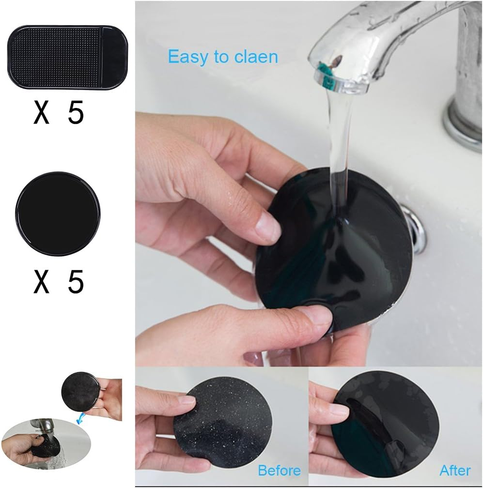 10 Packs Anti-Slip Gel Pads Viaky Fixate Sticky Cell Pads Non-Slip Gel Mat Sticky Auto Gel Holder,Can Stick to Cellphone, Pad, Keys,Glass, Mirrors, Whiteboards, Metal (Black) &hellip; image number 3