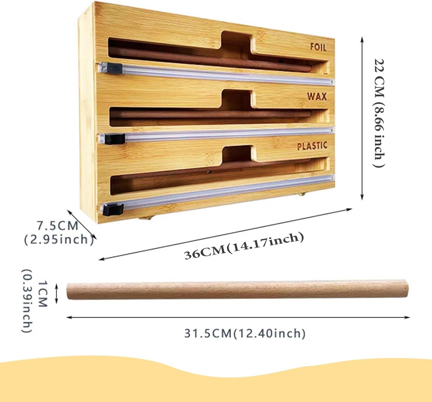 3-In-1 Wrap Organiser with Cutter &ndash; Foil, Cling Film & Baking Paper Dispenser, Fits 30&ndash;33Cm Rolls, Wall Mount or Drawer Use image number 4