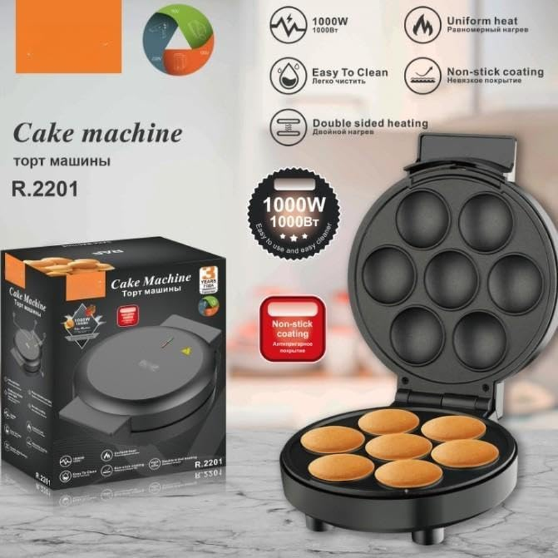 Electric Mini Pancake Maker Machine, 7-Cavity Non-Stick Electric Griddle, for Home Kitchen image number 2