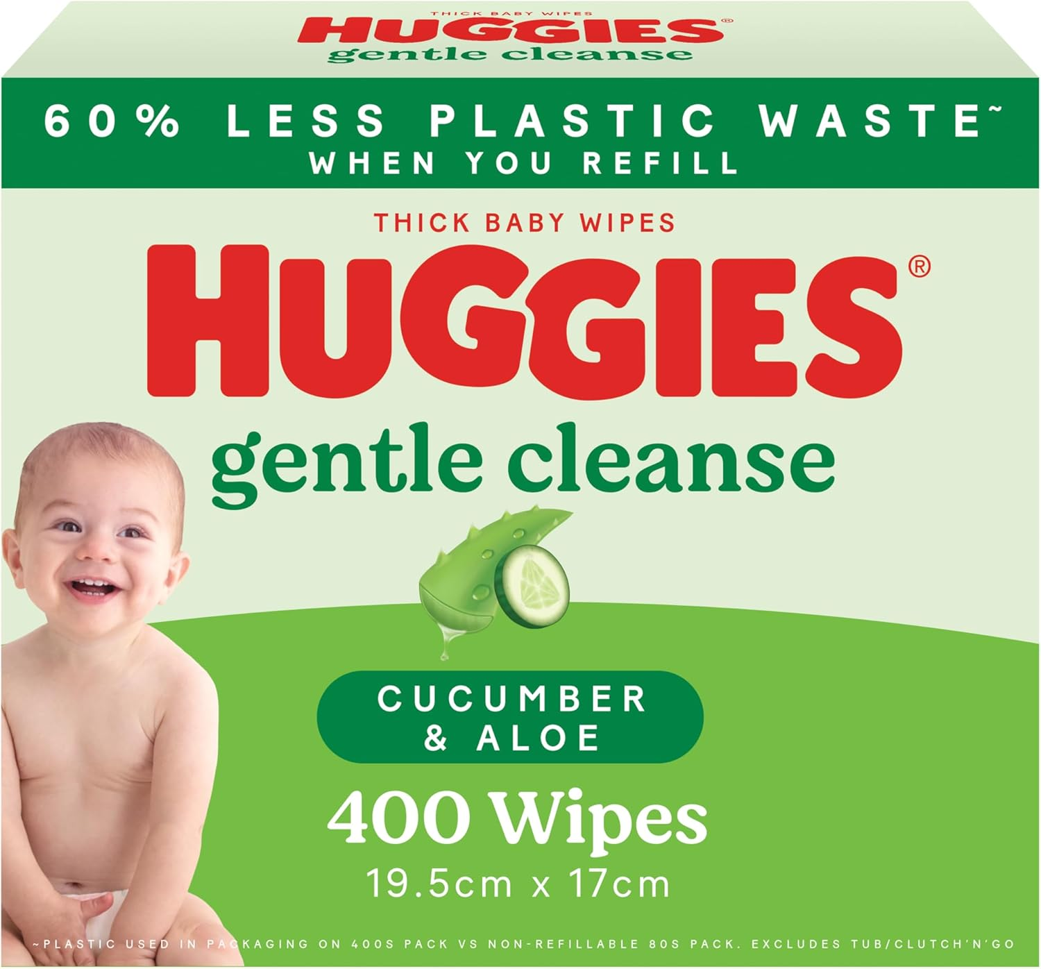Huggies Thick Baby Wipes Cucumber and Aloe 400 Count image number 1