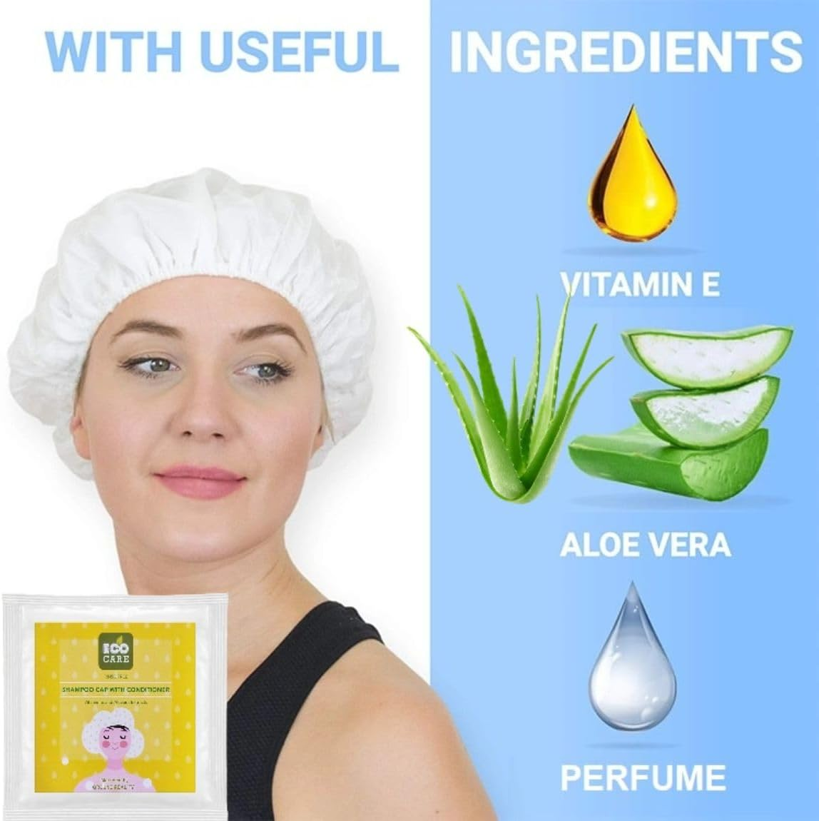 LADY HAWK 1 Pack Eco Care Easy Bath Shampoo Cap for Comfortable and Complete Hair Wash. Shampoo and Condition Hair in Minutes, Leaves Hair Fresh and Clean. Microwavable image number 3